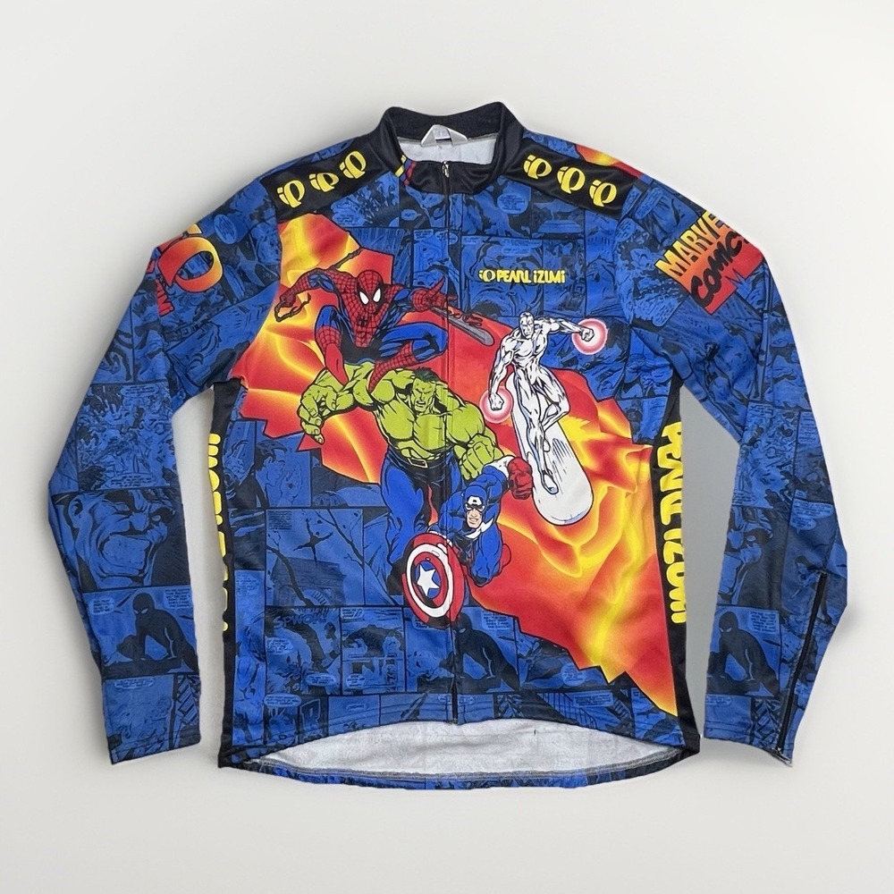 Pearl Izumi Cycling Jacket Marvel Comics Superhero's  VTG 1997 "RARE" Mens  XL‎